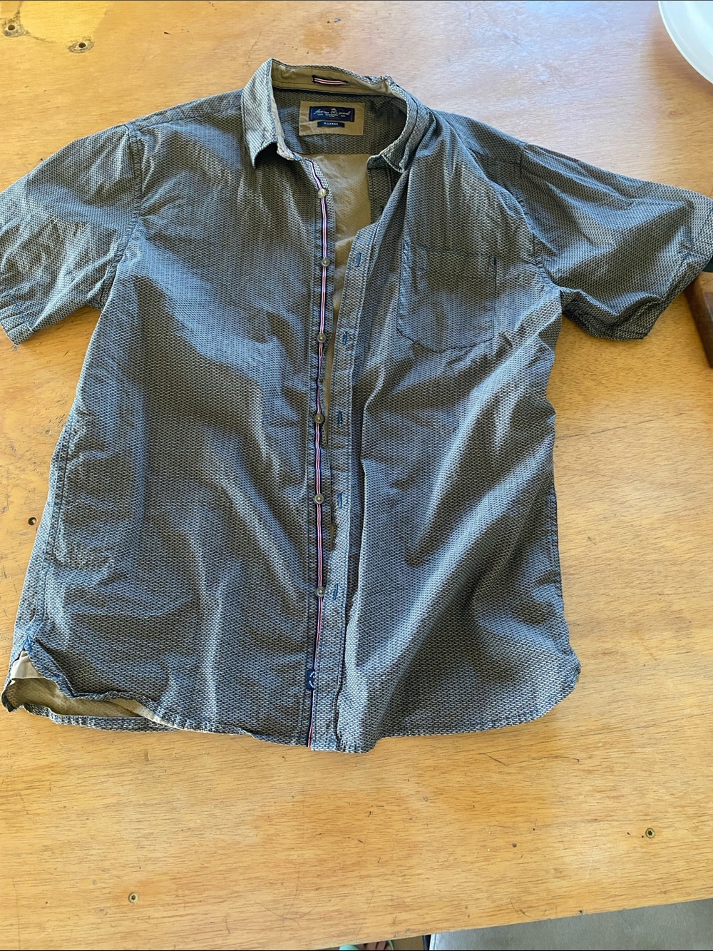 Short-Sleeve Casual Button-Down Shirt - Grey Microprint